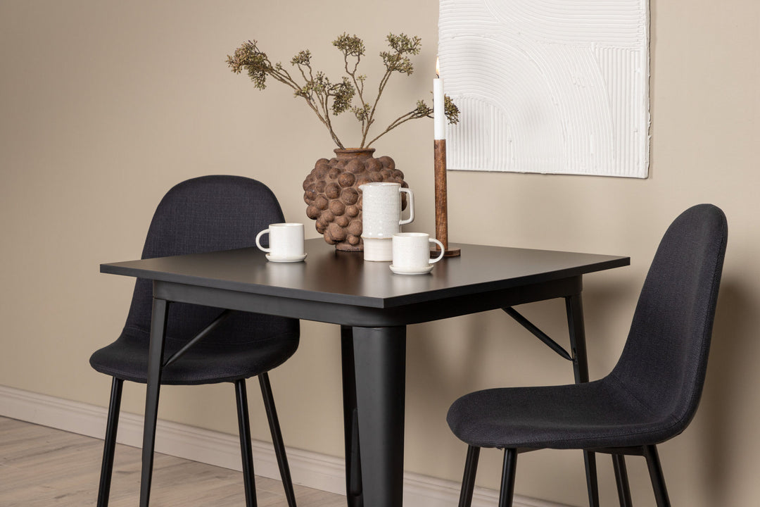 Venture Home Tempe Dining Table - Black / Black MDF +Polar Dining Chair - Black Legs - Black Fabric _2