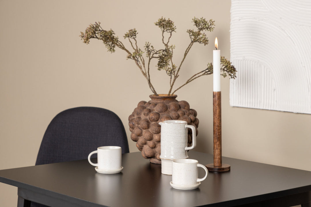 Venture Home Tempe Dining Table - Black / Black MDF +Polar Dining Chair - Black Legs - Black Fabric _2