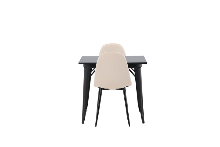 Venture Home Tempe Dining Table - Black / Black MDF +Polar Dining Chair - Black legs / Beige Velvet _2