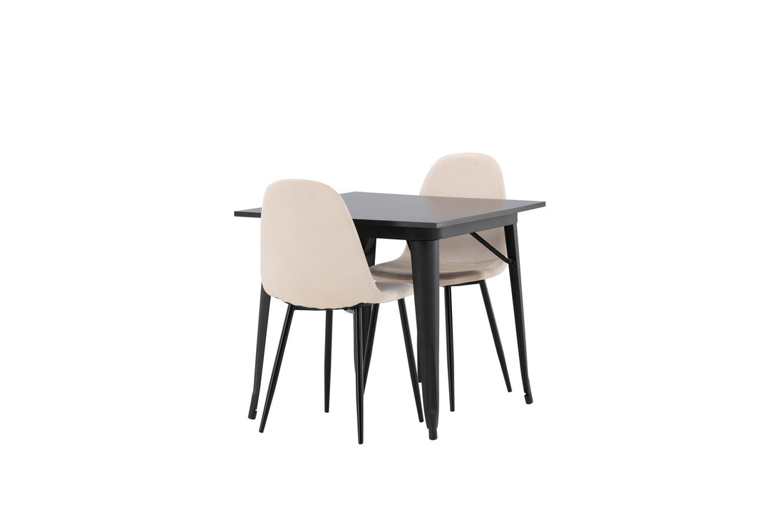 Venture Home Tempe Dining Table - Black / Black MDF +Polar Dining Chair - Black legs / Beige Velvet _2