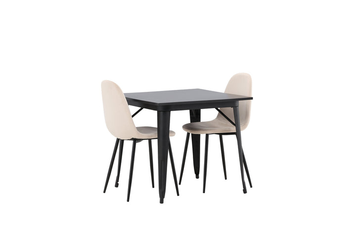 Venture Home Tempe Dining Table - Black / Black MDF +Polar Dining Chair - Black legs / Beige Velvet _2