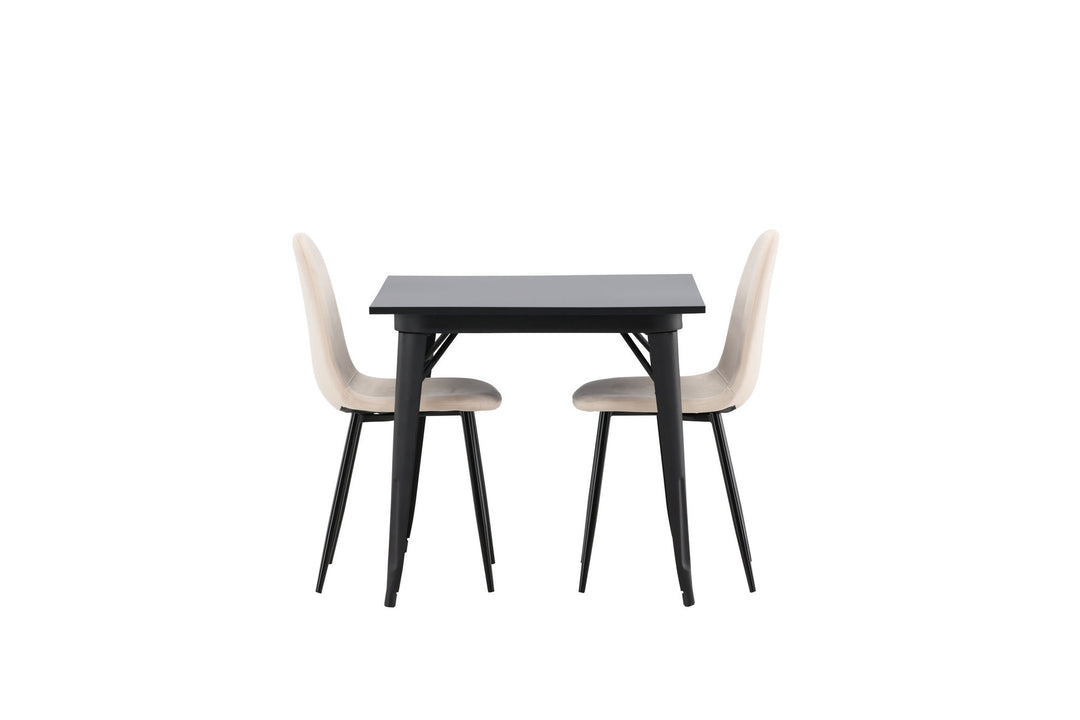 Venture Home Tempe Dining Table - Black / Black MDF +Polar Dining Chair - Black legs / Beige Velvet _2