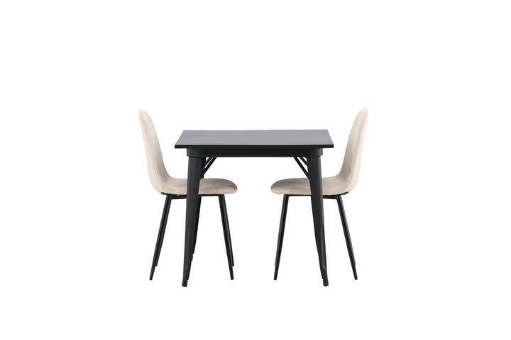 Venture Home Tempe Dining Table - Black / Black MDF +Polar Dining Chair - Black legs / Beige Velvet _2
