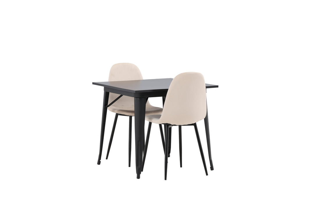 Venture Home Tempe Dining Table - Black / Black MDF +Polar Dining Chair - Black legs / Beige Velvet _2