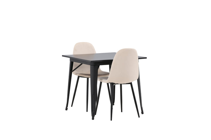Venture Home Tempe Dining Table - Black / Black MDF +Polar Dining Chair - Black legs / Beige Velvet _2