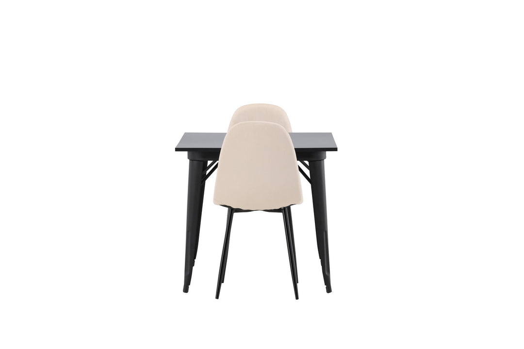 Venture Home Tempe Dining Table - Black / Black MDF +Polar Dining Chair - Black legs / Beige Velvet _2