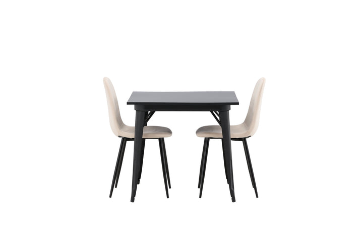 Venture Home Tempe Dining Table - Black / Black MDF +Polar Dining Chair - Black legs / Beige Velvet _2
