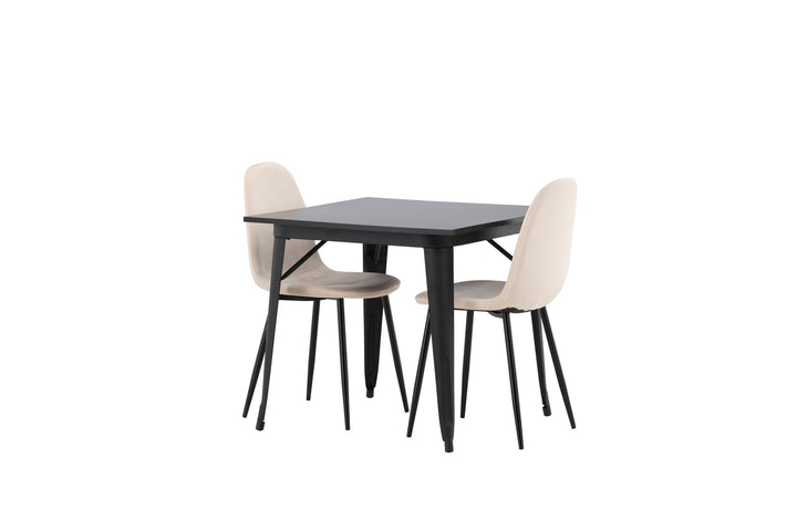 Venture Home Tempe Dining Table - Black / Black MDF +Polar Dining Chair - Black legs / Beige Velvet _2