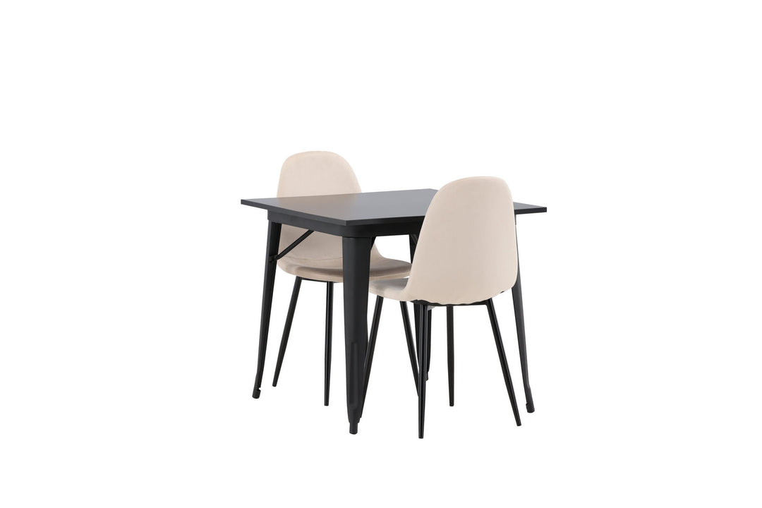 Venture Home Tempe Dining Table - Black / Black MDF +Polar Dining Chair - Black legs / Beige Velvet _2