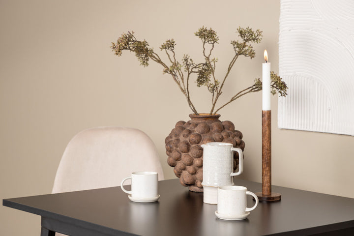 Venture Home Tempe Dining Table - Black / Black MDF +Polar Dining Chair - Black legs / Beige Velvet _2