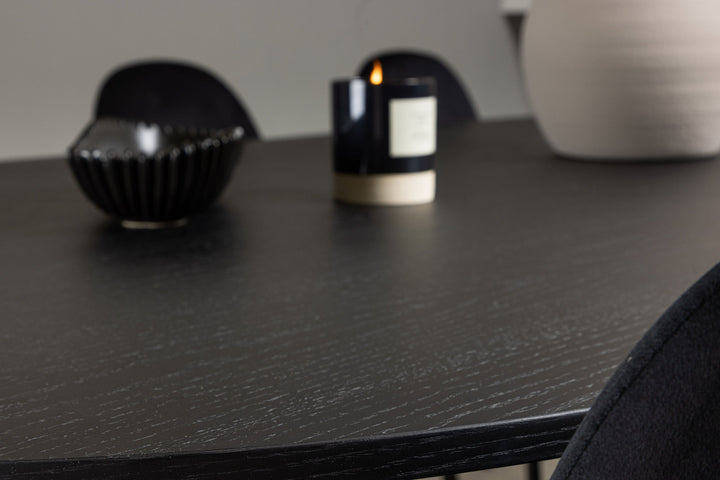 Venture Home Bootcut Oval Dining Table - Black / Black Fanéer +Polar Dining Chair - Black legs / Black Velvet _6