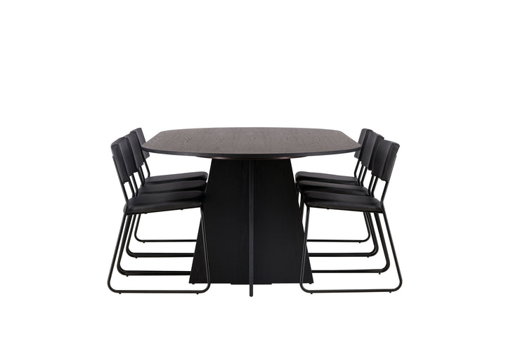 Venture Home Bootcut Oval Dining Table - Black / Black Fanéer +Kenth Chair - Black / Black PU _6