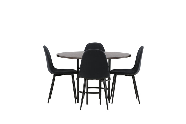 Venture Home Copenhagen Dining Table - Black / Mocca Veneer +Polar Dining Chair - Black Legs - Black Fabric _4