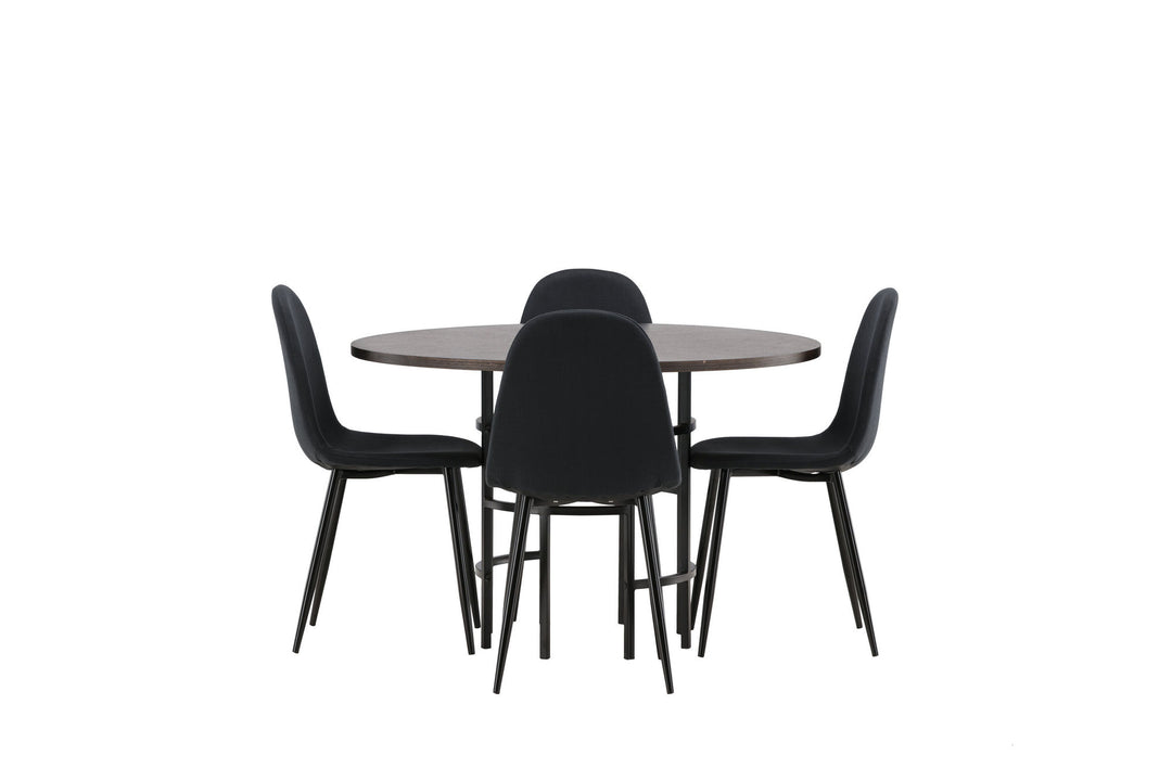 Venture Home Copenhagen Dining Table - Black / Mocca Veneer +Polar Dining Chair - Black Legs - Black Fabric _4