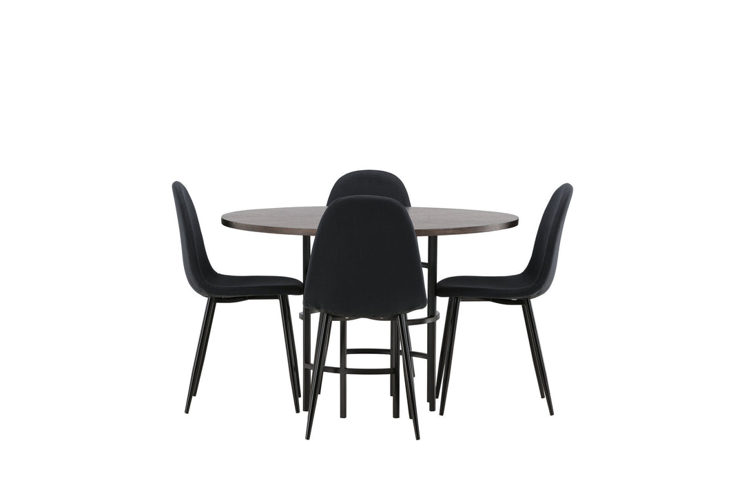 Venture Home Copenhagen Dining Table - Black / Mocca Veneer +Polar Dining Chair - Black Legs - Black Fabric _4