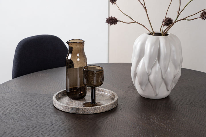 Venture Home Copenhagen Dining Table - Black / Mocca Veneer +Polar Dining Chair - Black Legs - Black Fabric _4