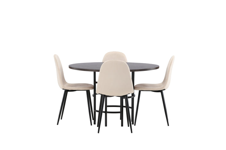 Venture Home Copenhagen Dining Table - Black / Mocca Veneer +Polar Dining Chair - Black legs / Beige Velvet _4