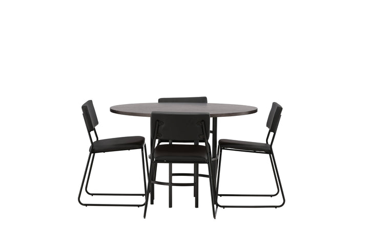 Venture Home Copenhagen Dining Table - Black / Mocca Veneer +Kenth Chair - Black / Black PU _4