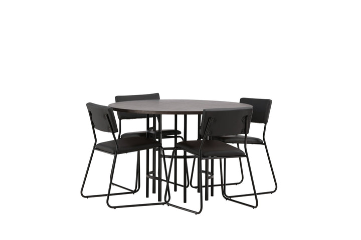 Venture Home Copenhagen Dining Table - Black / Mocca Veneer +Kenth Chair - Black / Black PU _4
