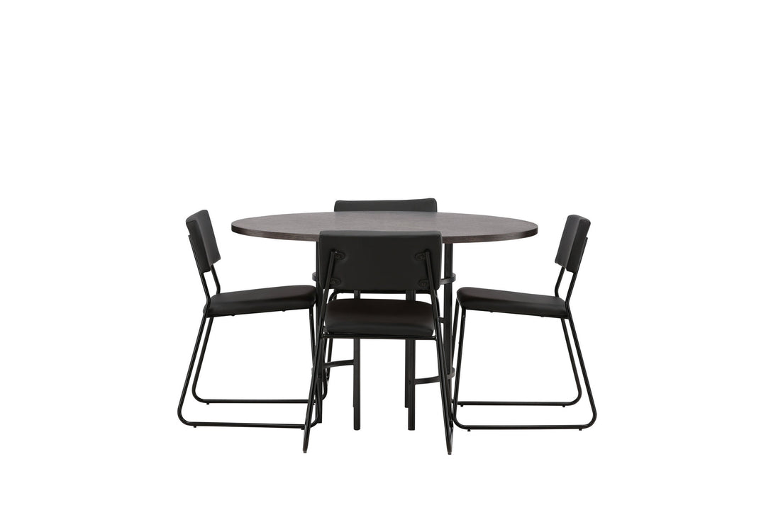 Venture Home Copenhagen Dining Table - Black / Mocca Veneer +Kenth Chair - Black / Black PU _4