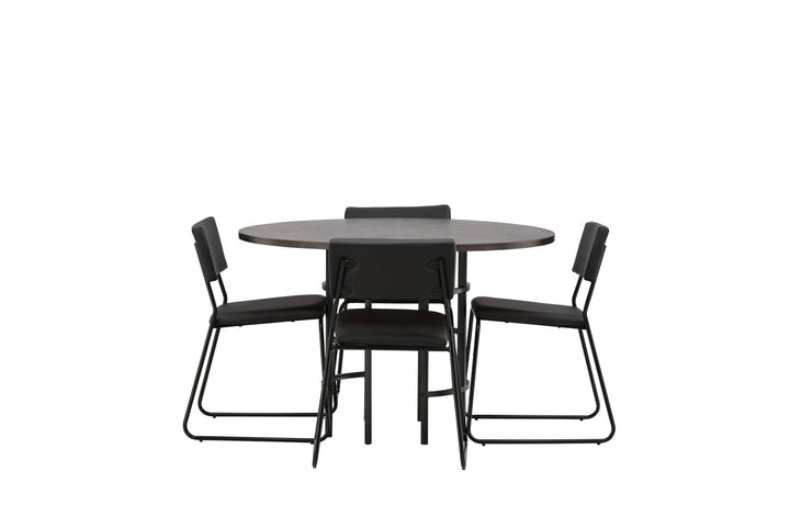 Venture Home Copenhagen Dining Table - Black / Mocca Veneer +Kenth Chair - Black / Black PU _4
