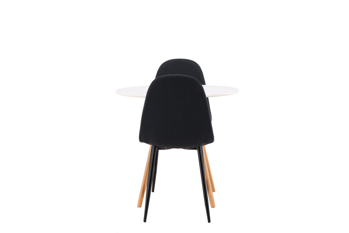 Venture Home Danburi Dining Table - Woodlook / Woodlook MDF +Polar Dining Chair - Black Legs - Black Fabric _2