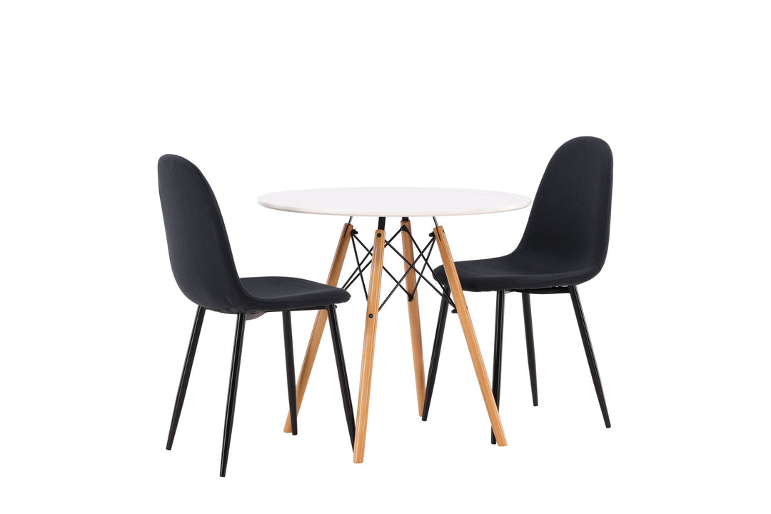 Venture Home Danburi Dining Table - Woodlook / Woodlook MDF +Polar Dining Chair - Black Legs - Black Fabric _2