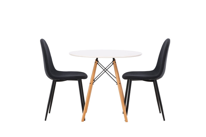 Venture Home Danburi Dining Table - Woodlook / Woodlook MDF +Polar Dining Chair - Black Legs - Black Fabric _2