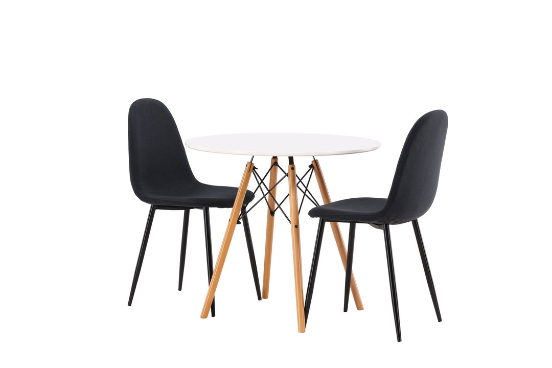 Venture Home Danburi Dining Table - Woodlook / Woodlook MDF +Polar Dining Chair - Black Legs - Black Fabric _2
