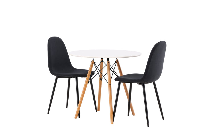 Venture Home Danburi Dining Table - Woodlook / Woodlook MDF +Polar Dining Chair - Black Legs - Black Fabric _2