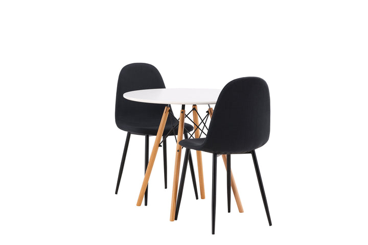 Venture Home Danburi Dining Table - Woodlook / Woodlook MDF +Polar Dining Chair - Black Legs - Black Fabric _2