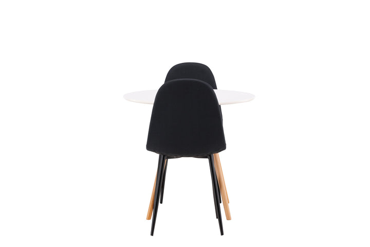Venture Home Danburi Dining Table - Woodlook / Woodlook MDF +Polar Dining Chair - Black Legs - Black Fabric _2