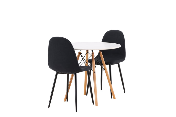 Venture Home Danburi Dining Table - Woodlook / Woodlook MDF +Polar Dining Chair - Black Legs - Black Fabric _2