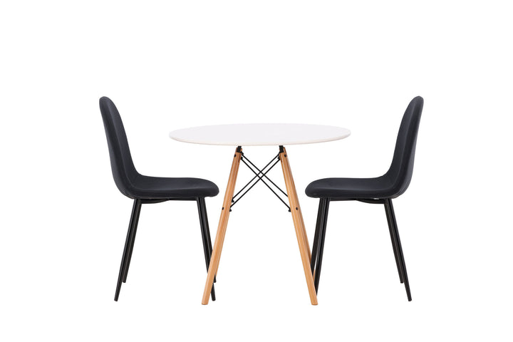Venture Home Danburi Dining Table - Woodlook / Woodlook MDF +Polar Dining Chair - Black Legs - Black Fabric _2