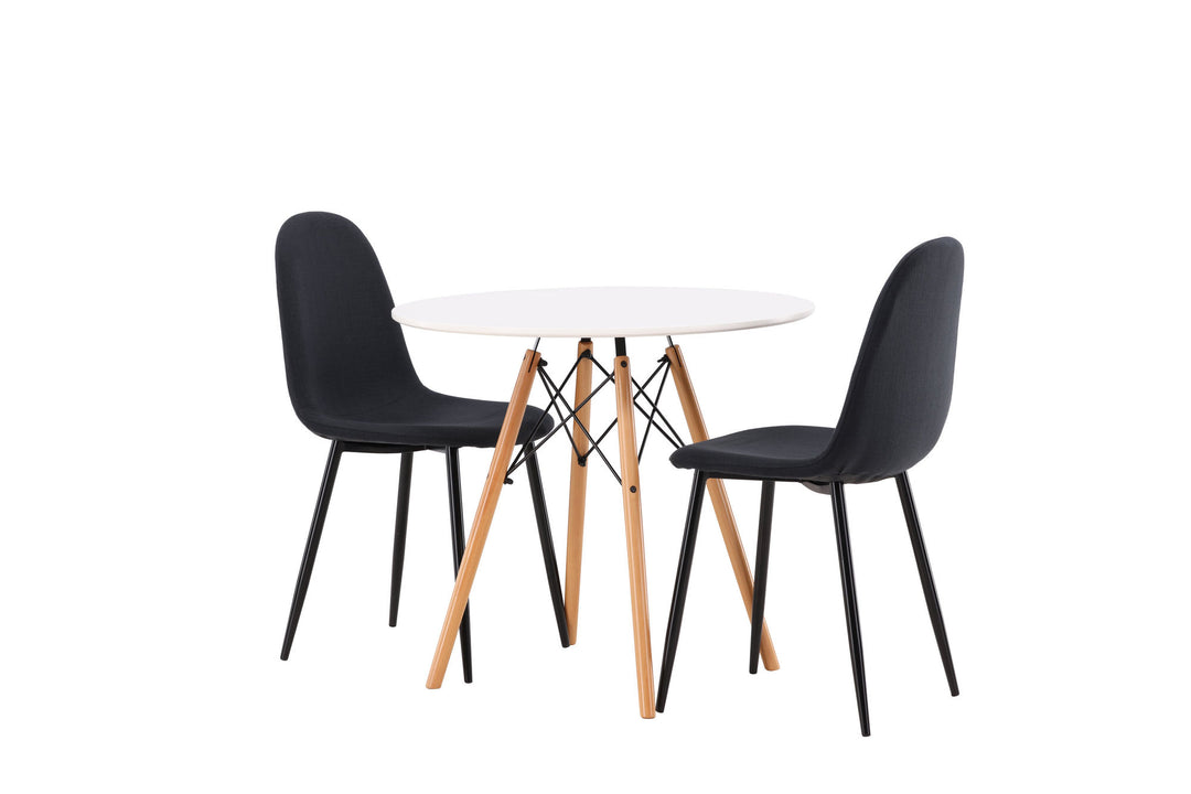 Venture Home Danburi Dining Table - Woodlook / Woodlook MDF +Polar Dining Chair - Black Legs - Black Fabric _2