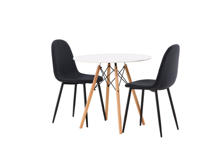 Venture Home Danburi Dining Table - Woodlook / Woodlook MDF +Polar Dining Chair - Black Legs - Black Fabric _2