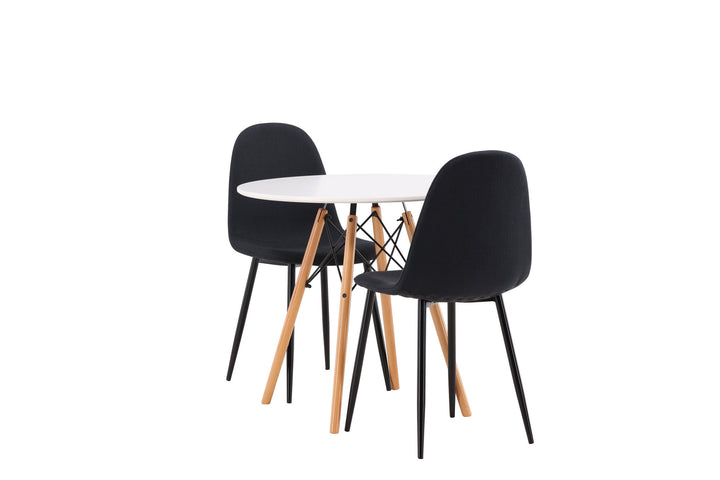 Venture Home Danburi Dining Table - Woodlook / Woodlook MDF +Polar Dining Chair - Black Legs - Black Fabric _2