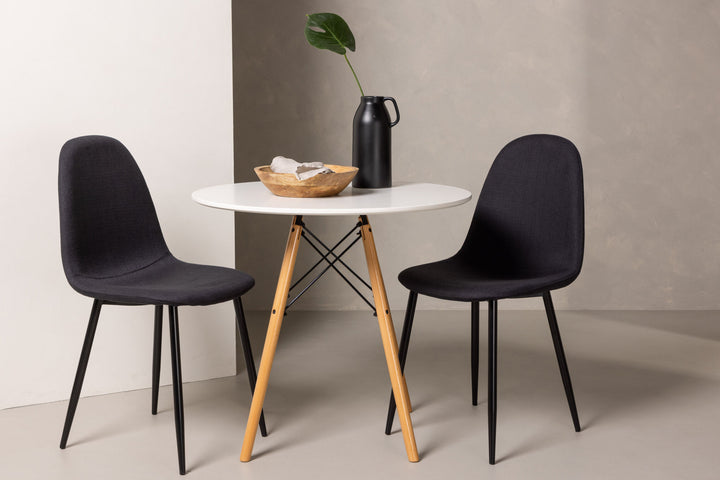 Venture Home Danburi Dining Table - Woodlook / Woodlook MDF +Polar Dining Chair - Black Legs - Black Fabric _2