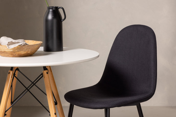 Venture Home Danburi Dining Table - Woodlook / Woodlook MDF +Polar Dining Chair - Black Legs - Black Fabric _2