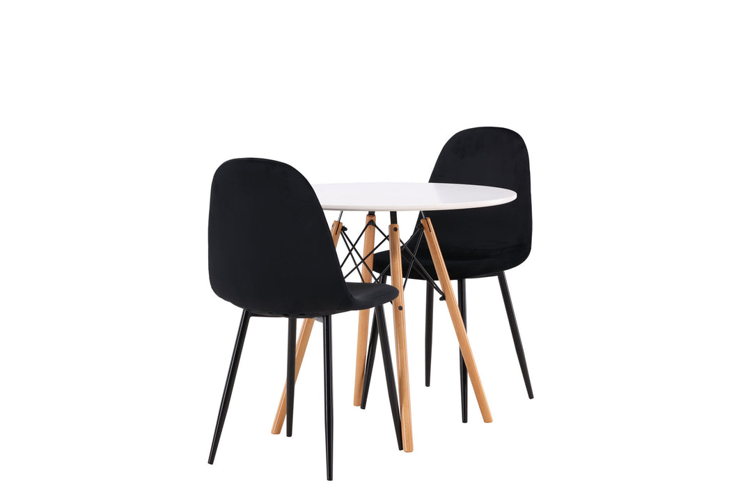 Venture Home Danburi Dining Table - Woodlook / Woodlook MDF +Polar Dining Chair - Black legs / Black Velvet _2