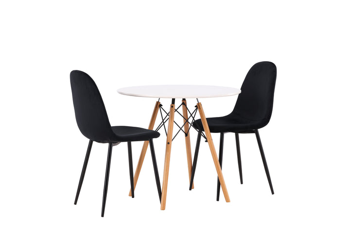 Venture Home Danburi Dining Table - Woodlook / Woodlook MDF +Polar Dining Chair - Black legs / Black Velvet _2