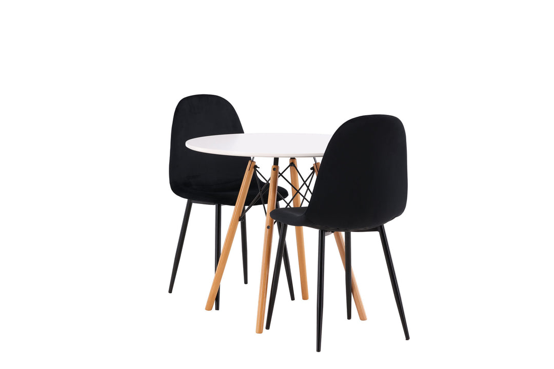 Venture Home Danburi Dining Table - Woodlook / Woodlook MDF +Polar Dining Chair - Black legs / Black Velvet _2