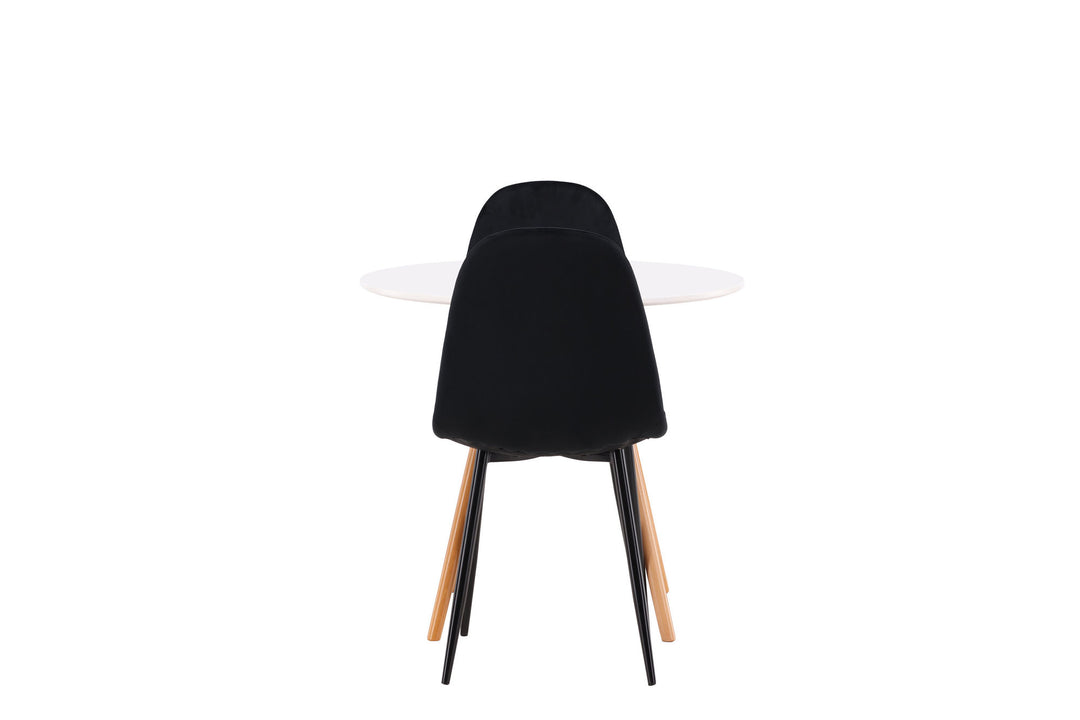 Venture Home Danburi Dining Table - Woodlook / Woodlook MDF +Polar Dining Chair - Black legs / Black Velvet _2