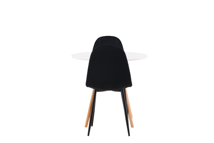 Venture Home Danburi Dining Table - Woodlook / Woodlook MDF +Polar Dining Chair - Black legs / Black Velvet _2
