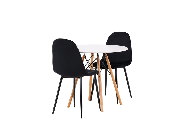 Venture Home Danburi Dining Table - Woodlook / Woodlook MDF +Polar Dining Chair - Black legs / Black Velvet _2