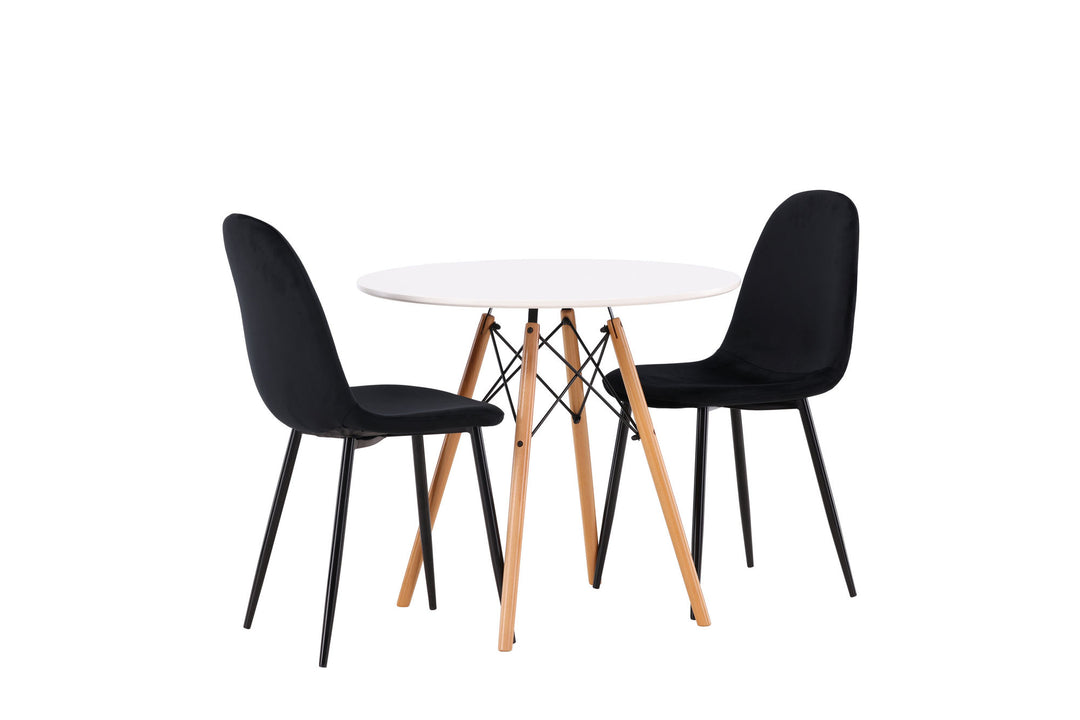 Venture Home Danburi Dining Table - Woodlook / Woodlook MDF +Polar Dining Chair - Black legs / Black Velvet _2