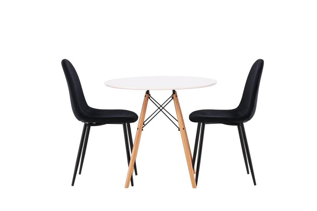 Venture Home Danburi Dining Table - Woodlook / Woodlook MDF +Polar Dining Chair - Black legs / Black Velvet _2