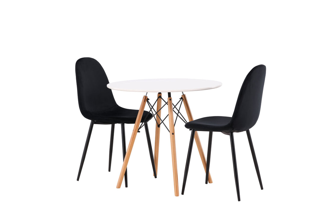Venture Home Danburi Dining Table - Woodlook / Woodlook MDF +Polar Dining Chair - Black legs / Black Velvet _2