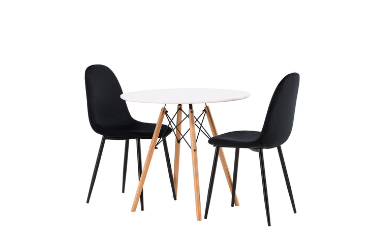 Venture Home Danburi Dining Table - Woodlook / Woodlook MDF +Polar Dining Chair - Black legs / Black Velvet _2