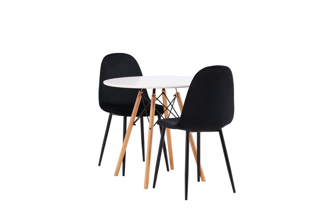 Venture Home Danburi Dining Table - Woodlook / Woodlook MDF +Polar Dining Chair - Black legs / Black Velvet _2